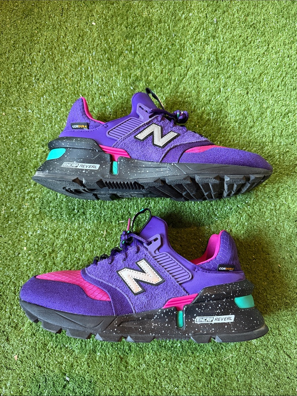 New Balance Kids Purple with Pink and Teal Accent Sneakers